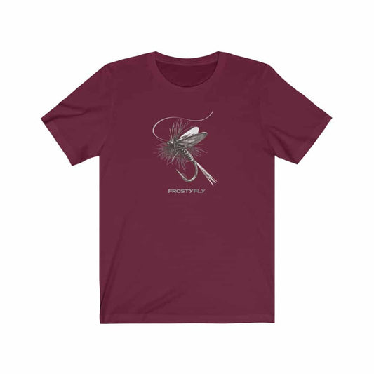 Mayfly BW Short Sleeve Fly Fishing Tee - Maroon