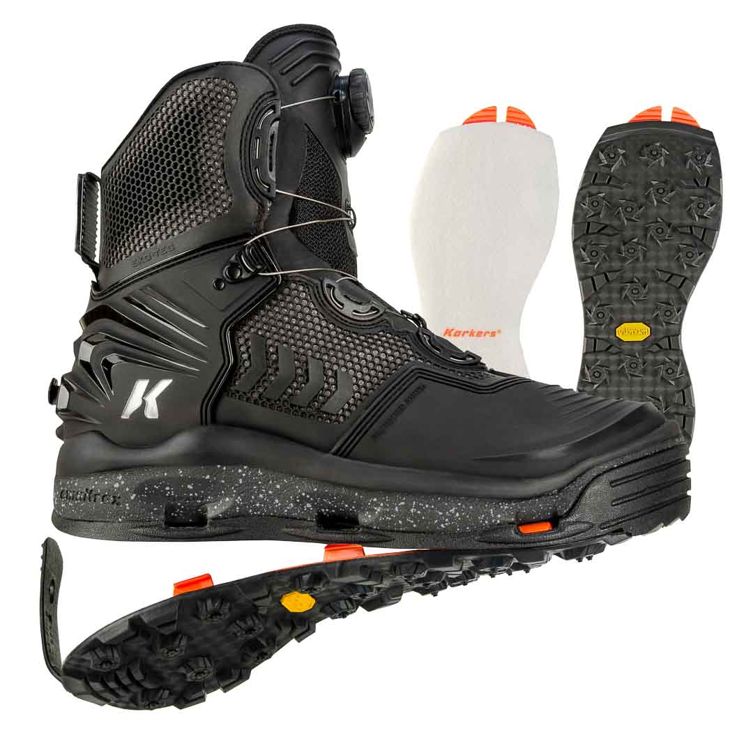 Bottes De Pêche Wading Korkers River Boa Taille 9 - Semelle Interchangeable Feutre/Vibram