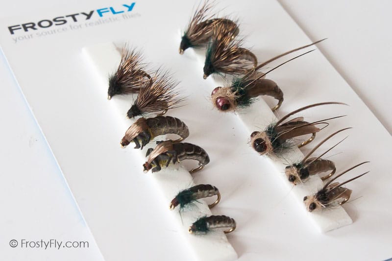 Realistic Caddis Larvae, Pupa & Emerger Set (12 Flies)