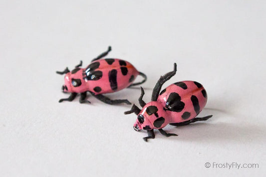 Realistic Pink Ladybug Flies