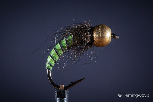 Tungsten Peacock Quill Caddis Nymph - Green