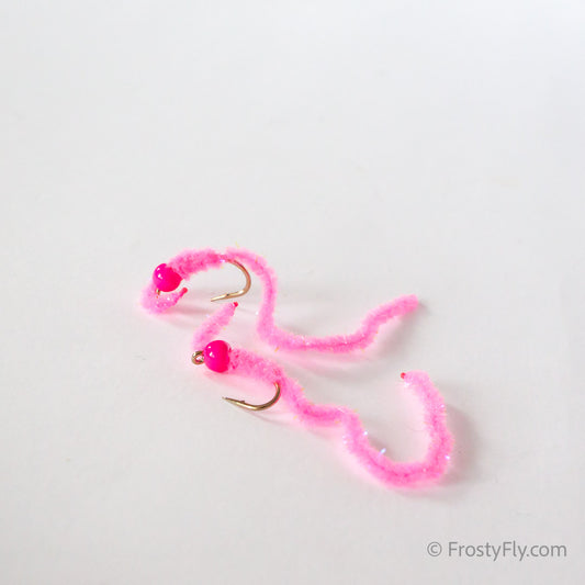 Wormstasy Tungsten Peeping Worm Fly - Fluo Pink