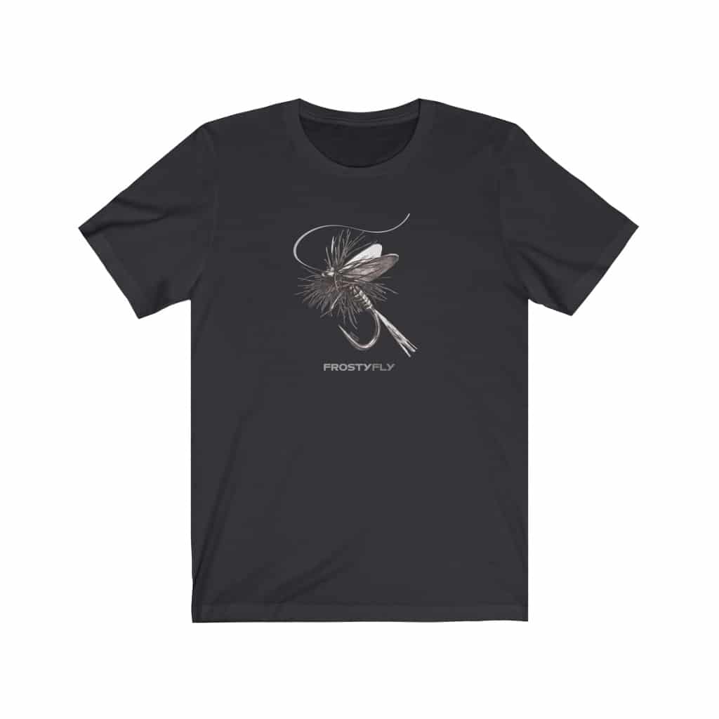 Mayfly BW Short Sleeve Fly Fishing Tee - Dark Gray
