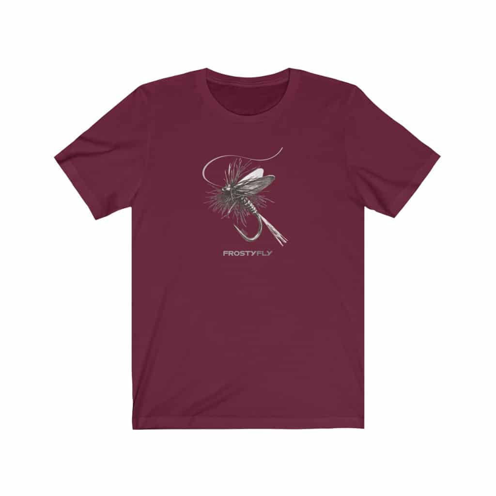 Mayfly BW Short Sleeve Fly Fishing Tee - Maroon