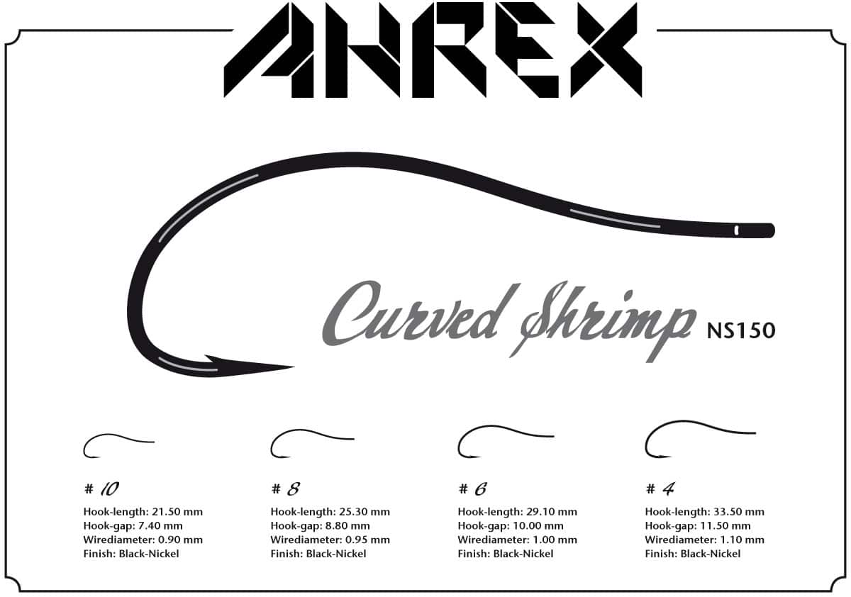 Ahrex NS150 Nordic Salt Curved Shrimp Fly Hooks