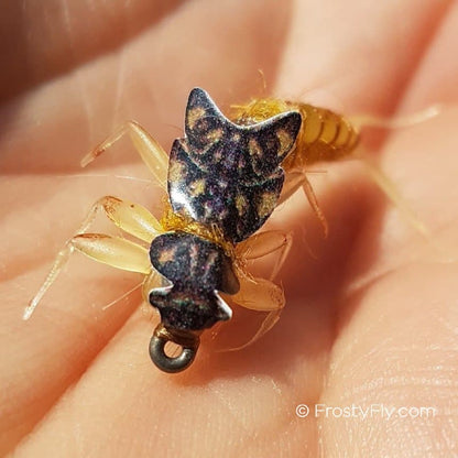 Articulated-Realistic-Stonefly-Nymph made with Hemingway's Stonefly nymph buds and backs, and stonefly nymph legs