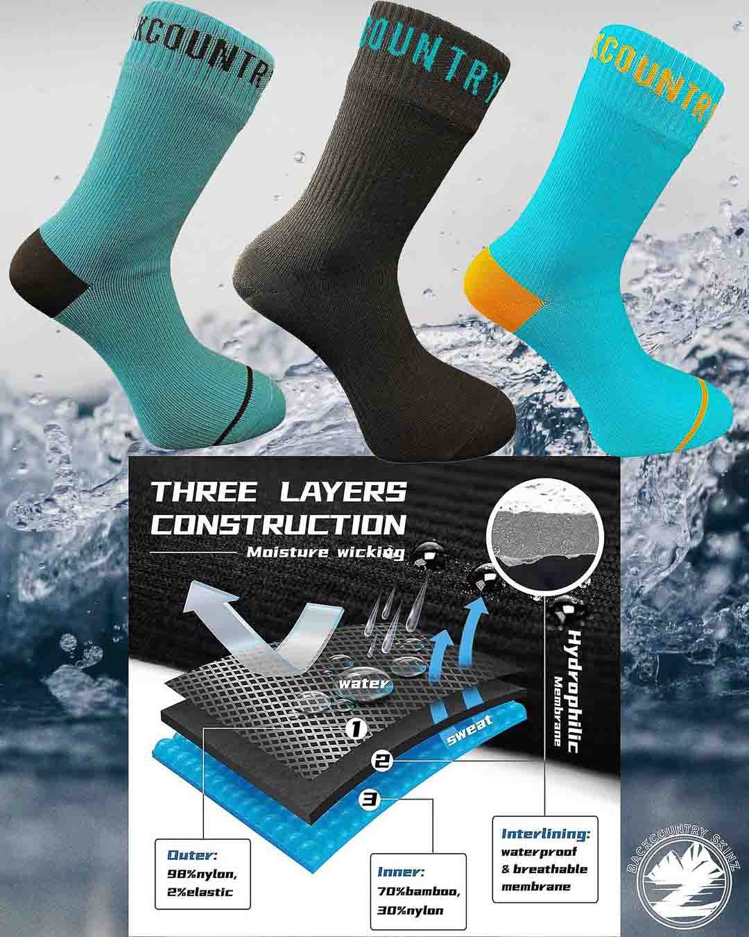 Backcountry Skinz Mid Length Waterproof Socks