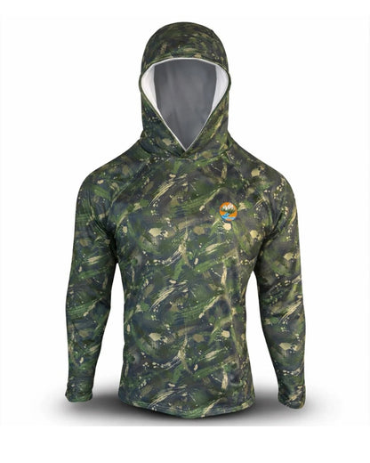 Backcountry Skinz Solarflexz UVPro Sun Hoodie - Forest Surge Camo - front