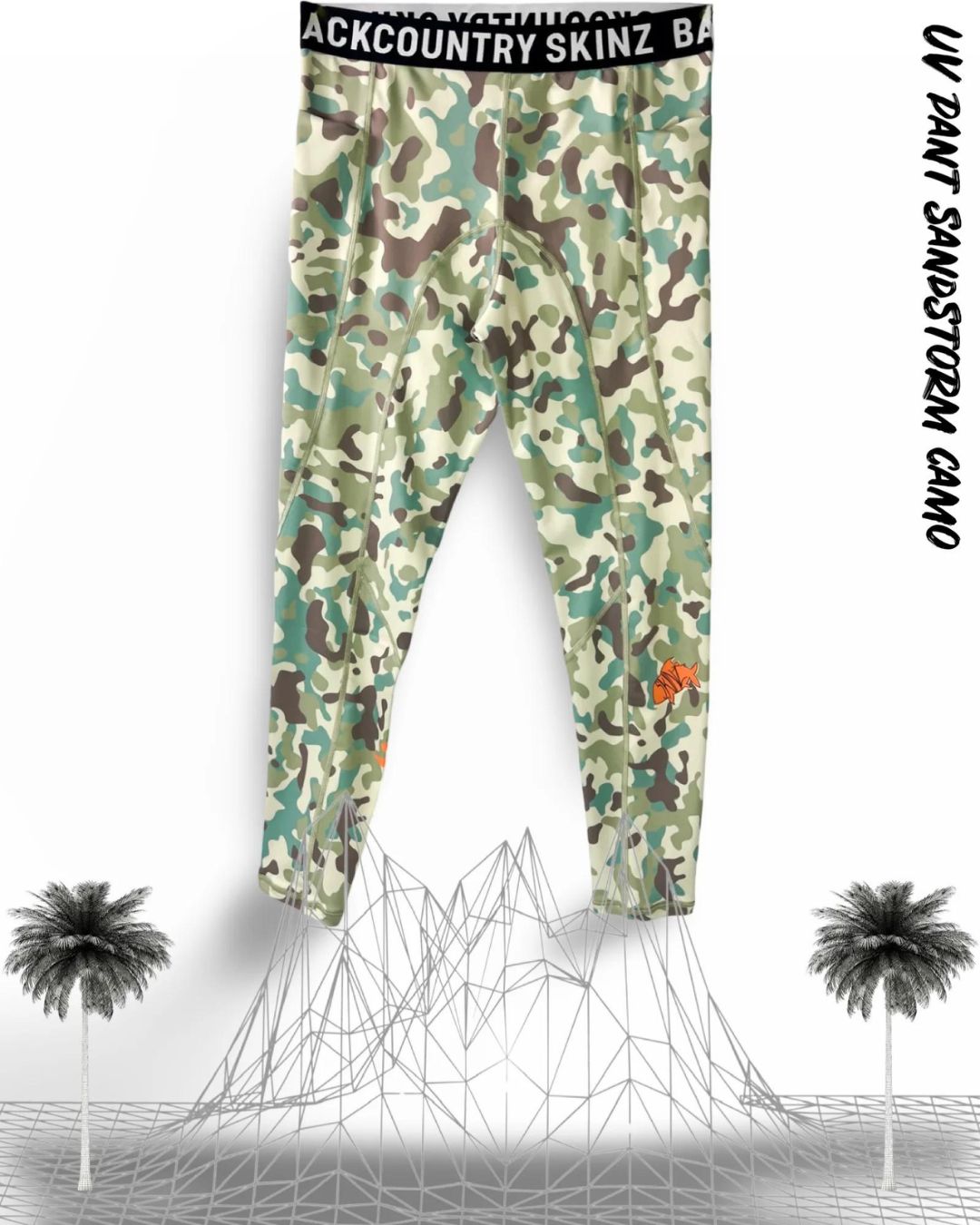 Camo Lightweight Compression Polyester UV Fishing Pants - Mens - Sandstorm Camo