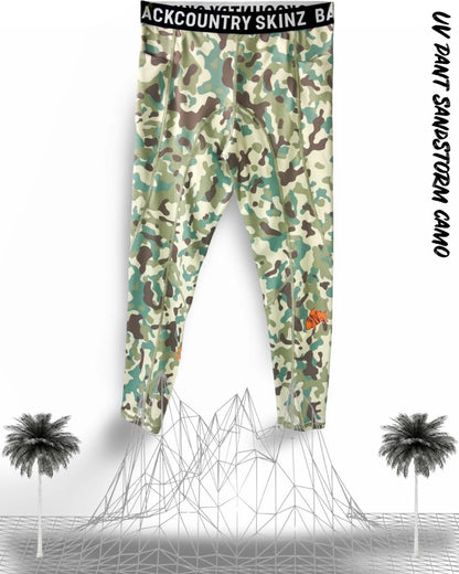 Camo Lightweight Compression Polyester UV Fishing Pants - Mens - Sandstorm Camo