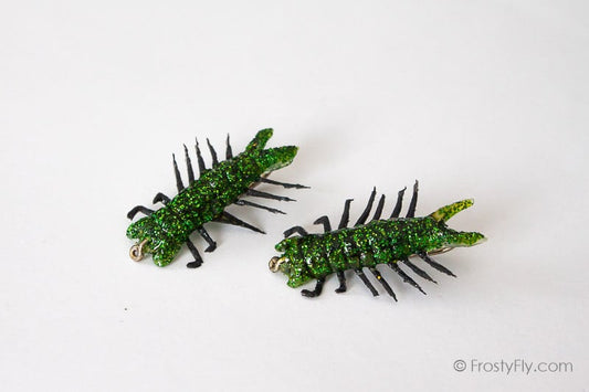Flashy Realistic Hellgrammite Flies - Green