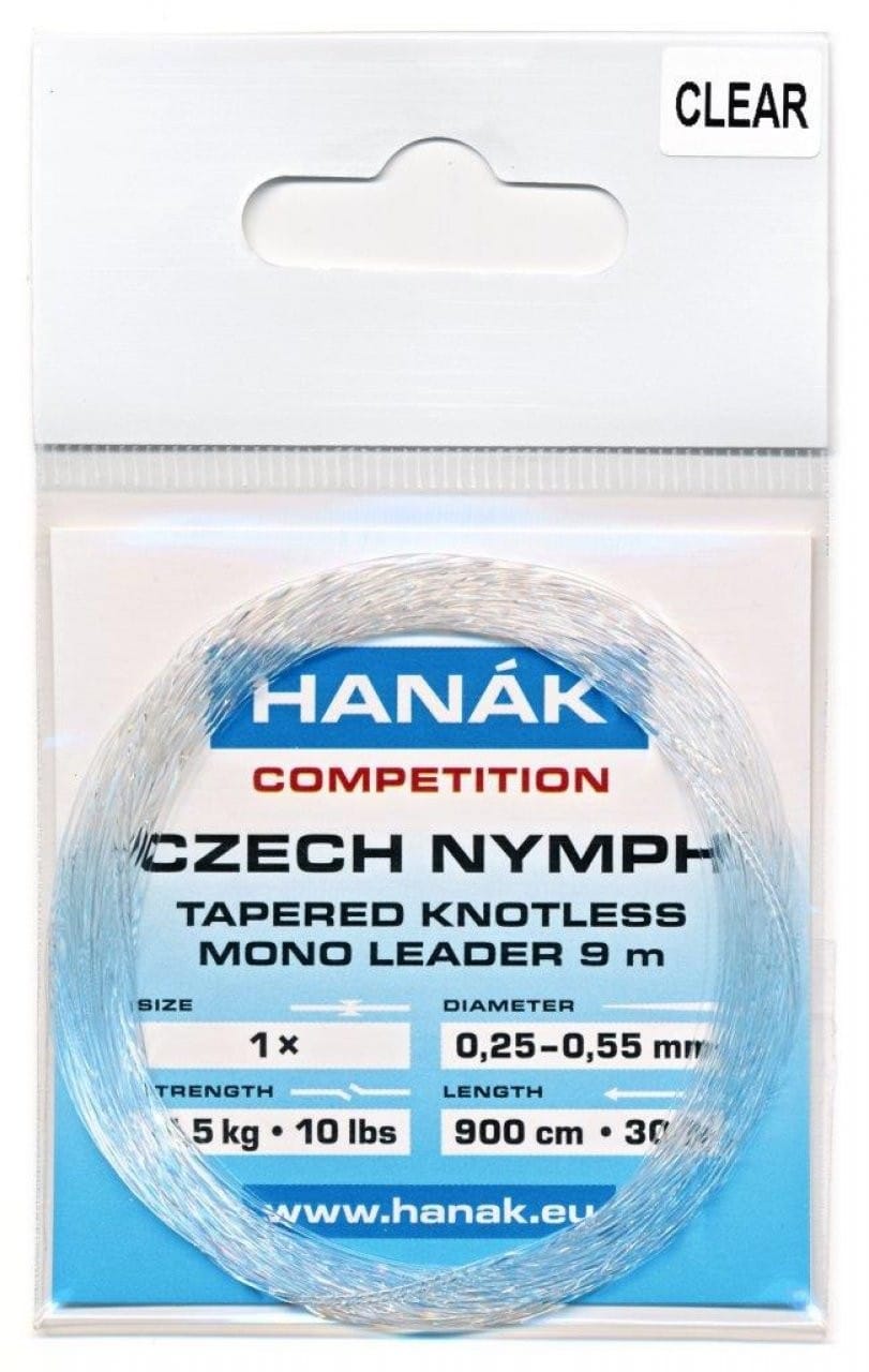 HANAK Tapered Knotless Mono Czech Nymph Leader 30ft 9m - Clear