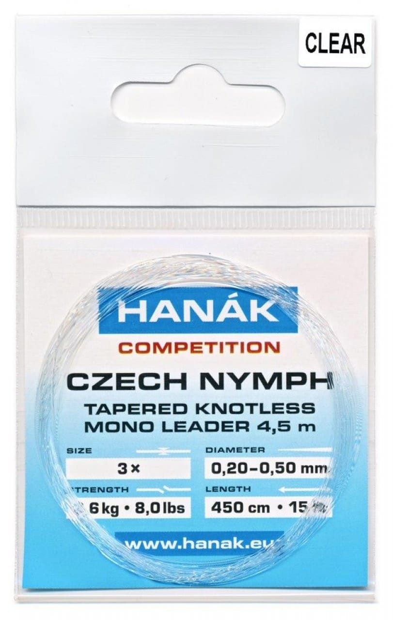 Hanak Tapered Knotless Mono Czech Nymph Leader 15ft 4.5m - Clear