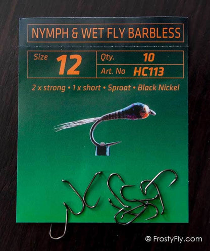 Hemingway's HC113 Nymph & Wet Fly Barbless Hooks - 1X Short, 2X Strong - 10 pcs