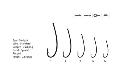 Hemingway’s H118 Dry Fly & Curved Nymph Fly Hooks – 3XL, Standard Wire - 10 pcs