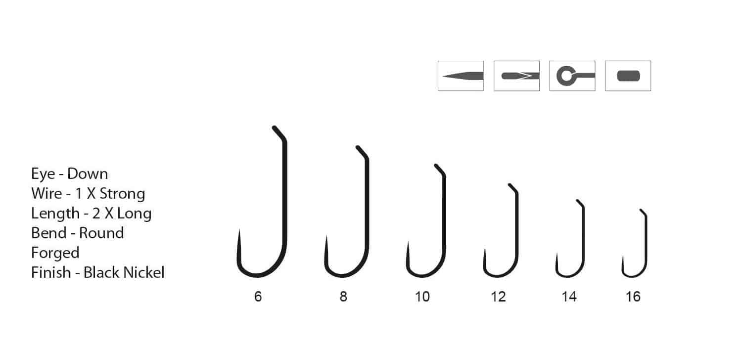 Hemingway's HC114 Nymph Fly Barbless Hooks - Specs