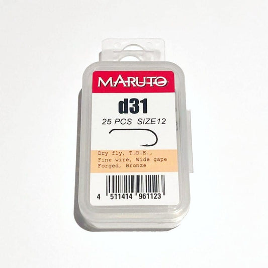 Maruto Dry Fly Hooks d31 Barbed, Wide Gape, Fine Wire, Forged - 25 pcs