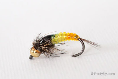 Orange & Yellow Ribbed Barbless Nymph