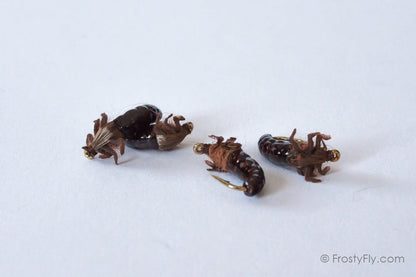 Realistic Caddis Larvae with Silicone Legs - Brown