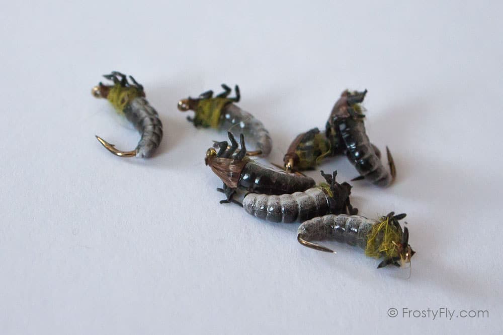 Realistic Caddis Larvae with Silicone Legs - Smokey