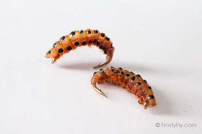 Realistic Curved Sawfly Larva Flies - Orange