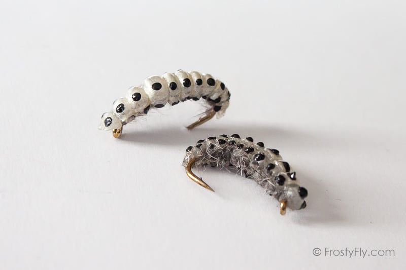 Realistic Curved Sawfly Larva Flies - White