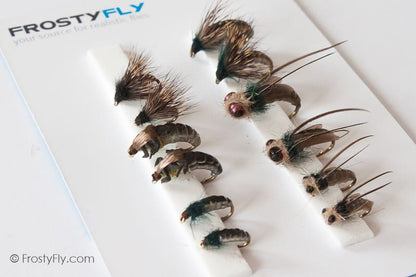 Realistic Flies - Caddis Larvae / Pupa / Emerger - Set of 12 Flies