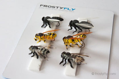 Realistic Flies - Wasp II Flying Ant Horse Fly - Set of 6 Flies