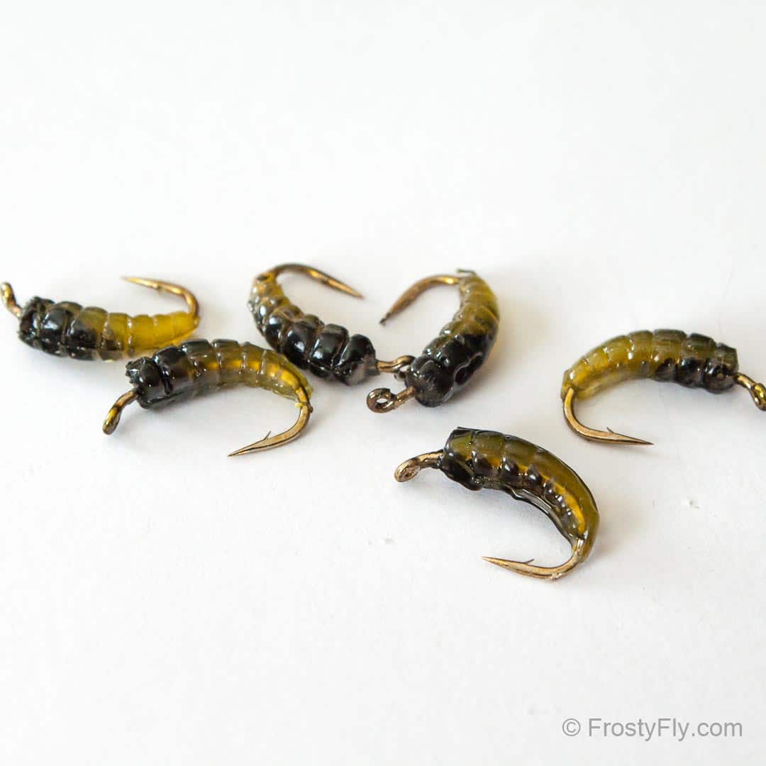 Silicone Caddis Pupa Bodies with Hooks - Light Green