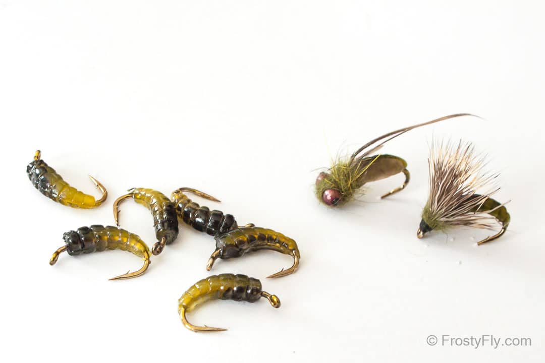 Frosty Fly Silicone Caddis Pupa Bodies with Hooks - Light Green