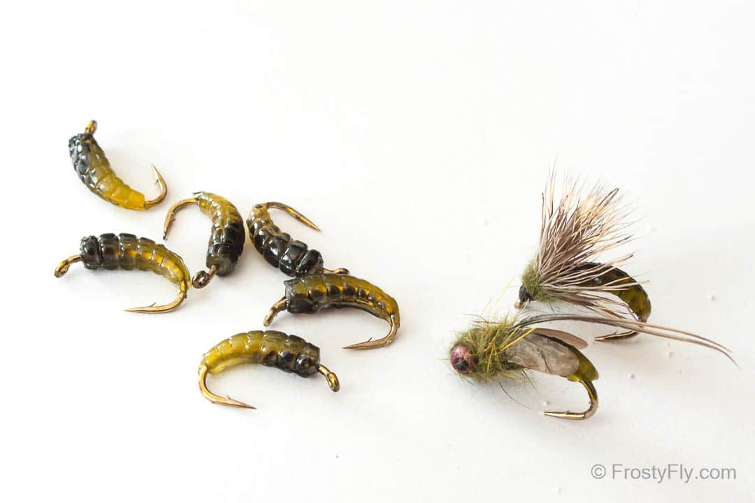Frosty Fly Silicone Caddis Pupa Bodies with Hooks - Light Green