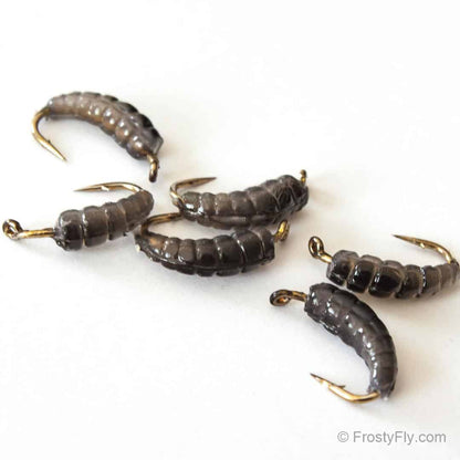 Silicone Caddis Pupa Bodies with Hooks - Smokey
