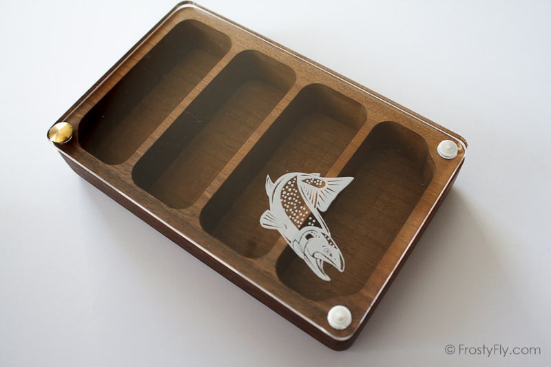 Skeena River Solid Walnut Wooden Streamer Fly Box with Clear Lid