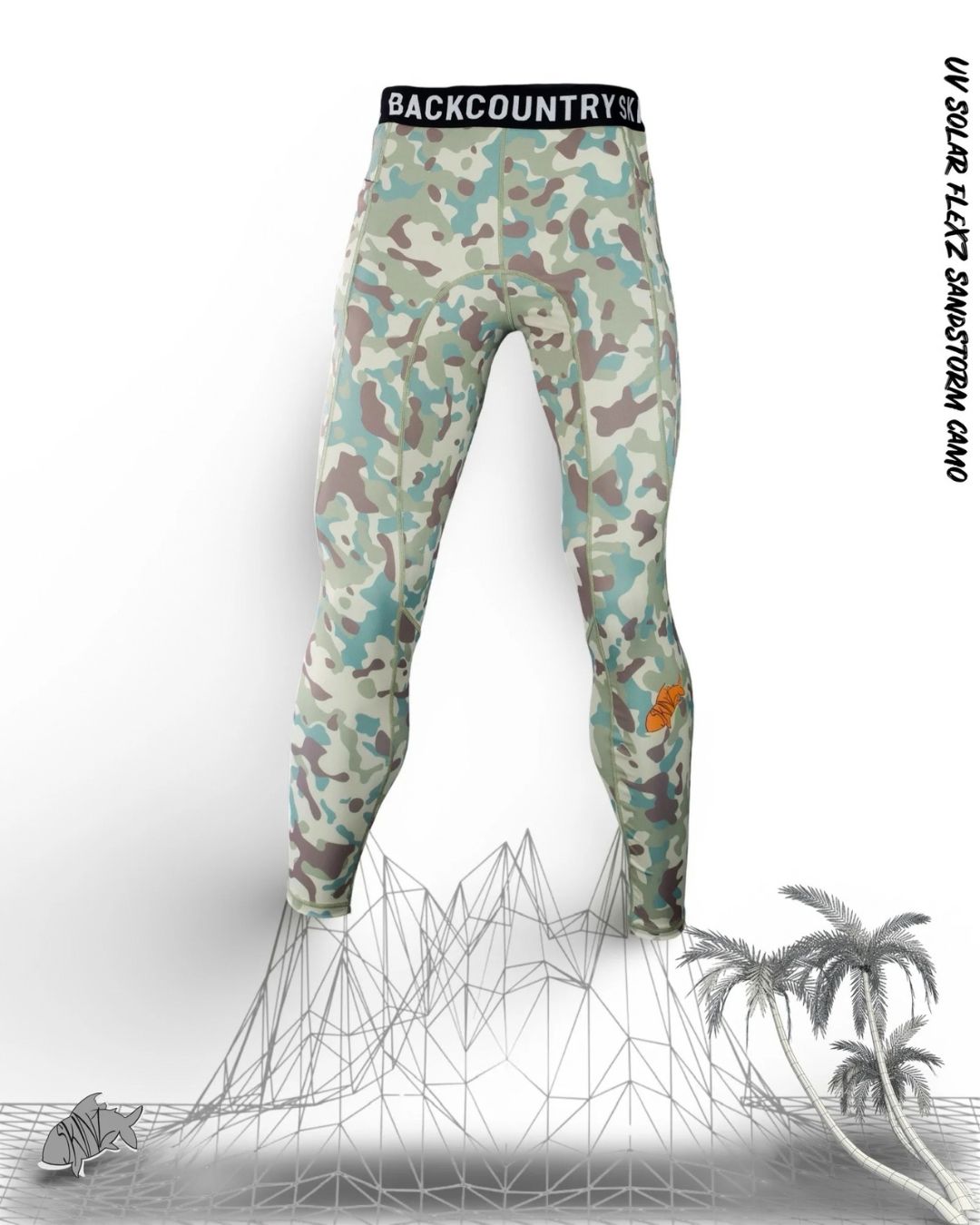 SolarFlexz™ UVPro Camo Lightweight Compression Polyester Fishing Pants - Mens - Sandstorm Camo