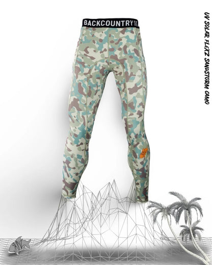 SolarFlexz™ UVPro Camo Lightweight Compression Polyester Fishing Pants - Mens - Sandstorm Camo