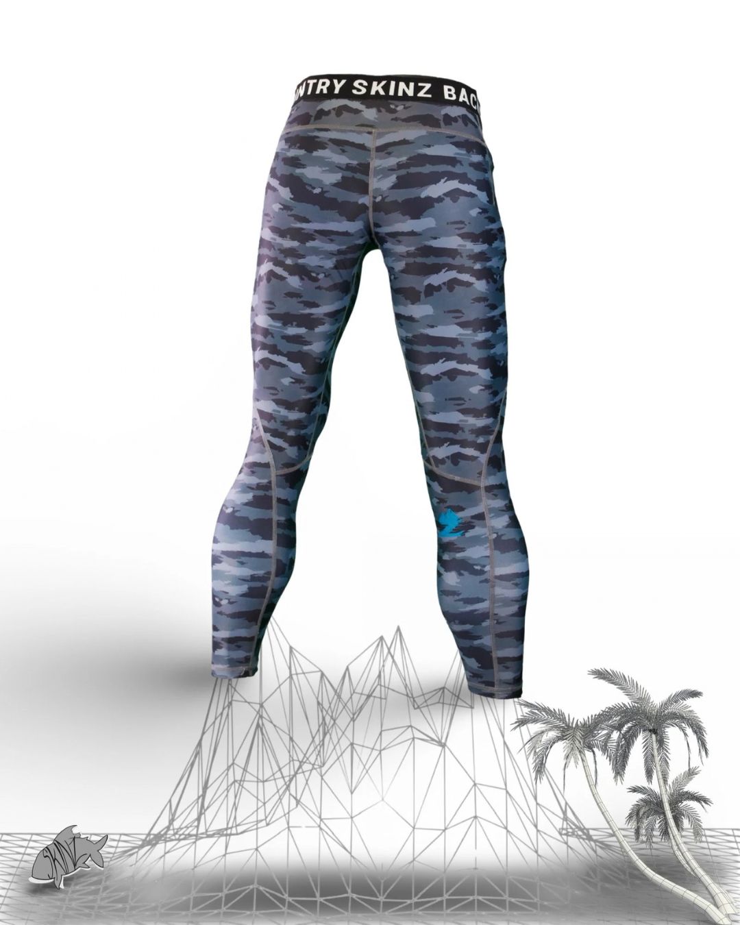 SolarFlexz™ UVPro Camo Lightweight Compression Polyester Fishing Pants - Mens - Blue Slate - back