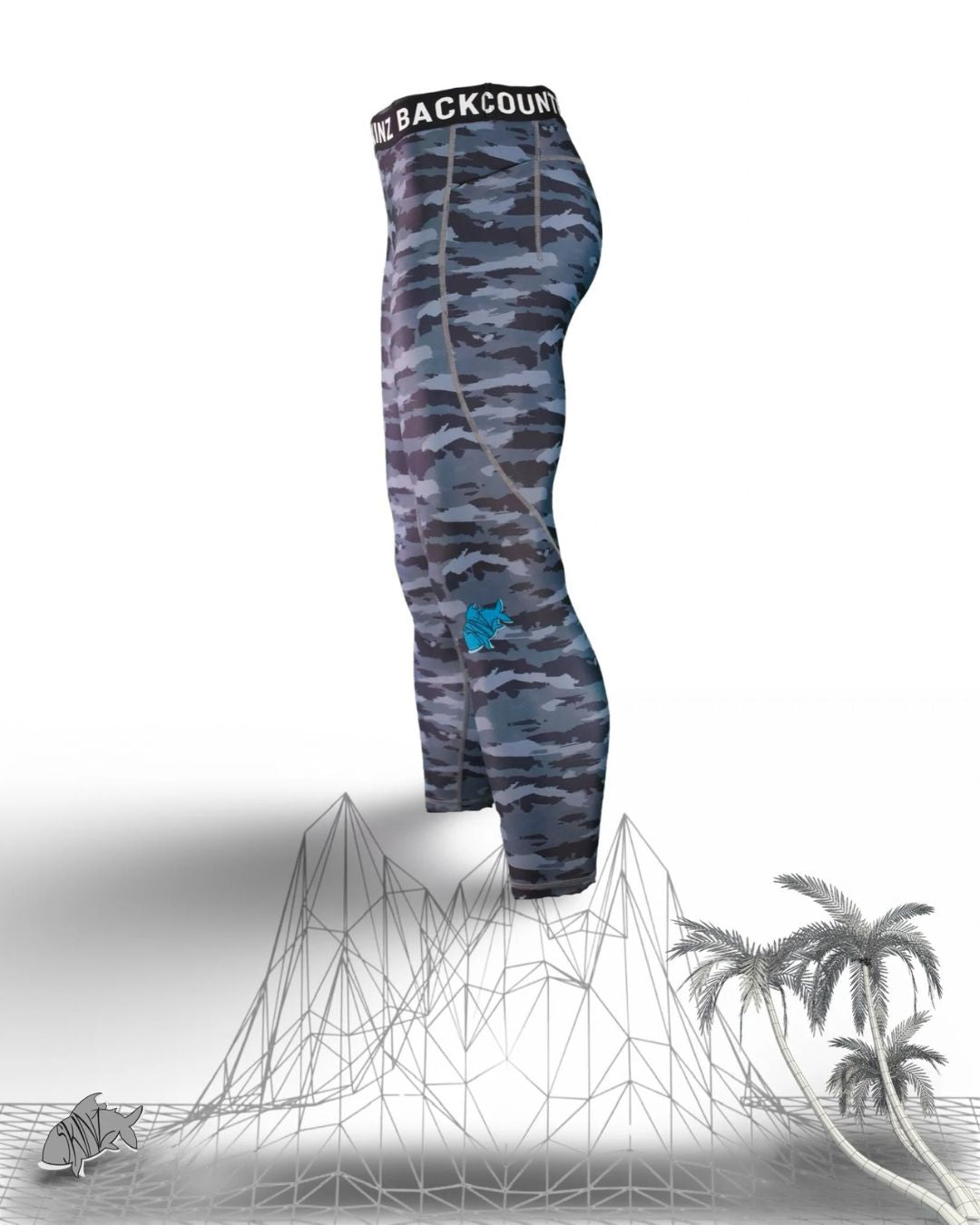 SolarFlexz™ UVPro Camo Lightweight Compression Polyester Fishing Pants - Mens - Blue Slate - side view