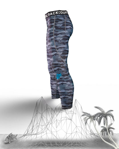 SolarFlexz™ UVPro Camo Lightweight Compression Polyester Fishing Pants - Mens - Blue Slate - side view