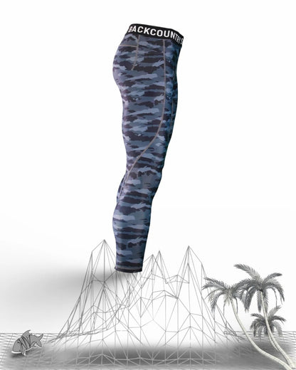 SolarFlexz™ UVPro Camo Lightweight Compression Polyester Fishing Pants - Mens - Blue Slate - side view