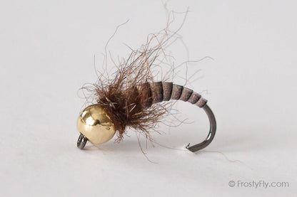 Tungsten Peacock Quill Caddis Nymph - Brown