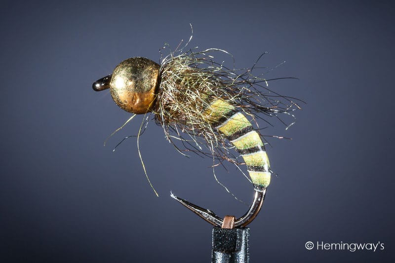 Tungsten Peacock Quill Caddis Nymph - Yellow