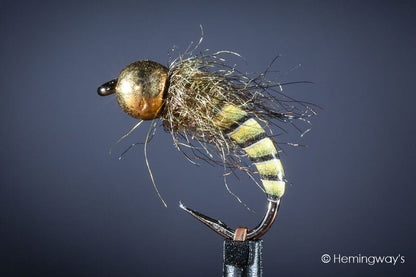 Tungsten Peacock Quill Caddis Nymph - Yellow