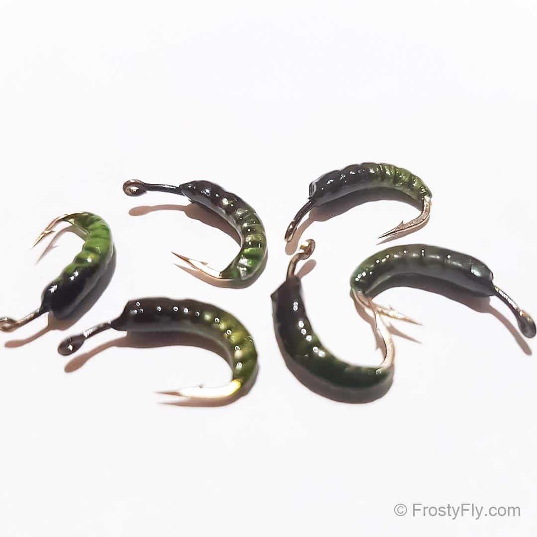 Weighted Hydropsyche Larva Bodies with Hooks - 6 pcs