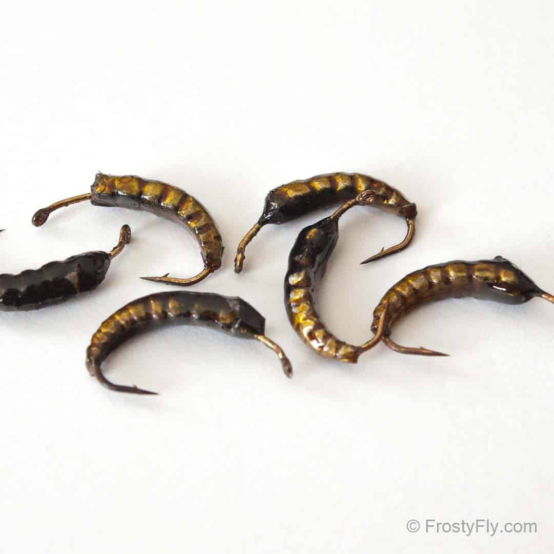 Weighted Hydropsyche Larva Bodies with Hooks - Olive