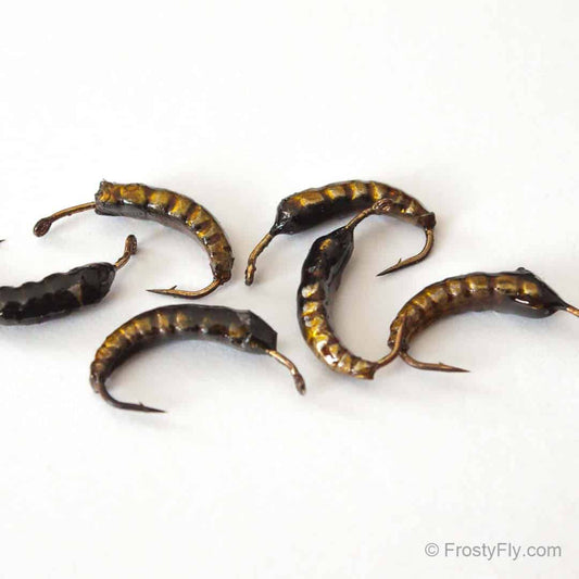 Weighted Hydropsyche Larva Bodies with Hooks - Olive