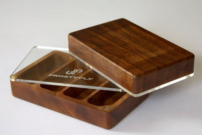 Skeena River Solid Walnut Wooden Streamer Fly Box with Clear Lid