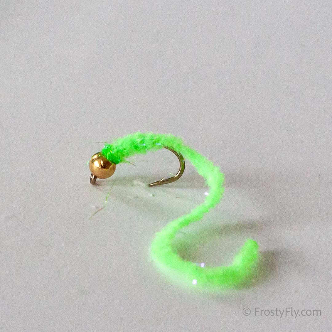 Wormstasy Tungsten Longtail Worm Fly - Chartreuse