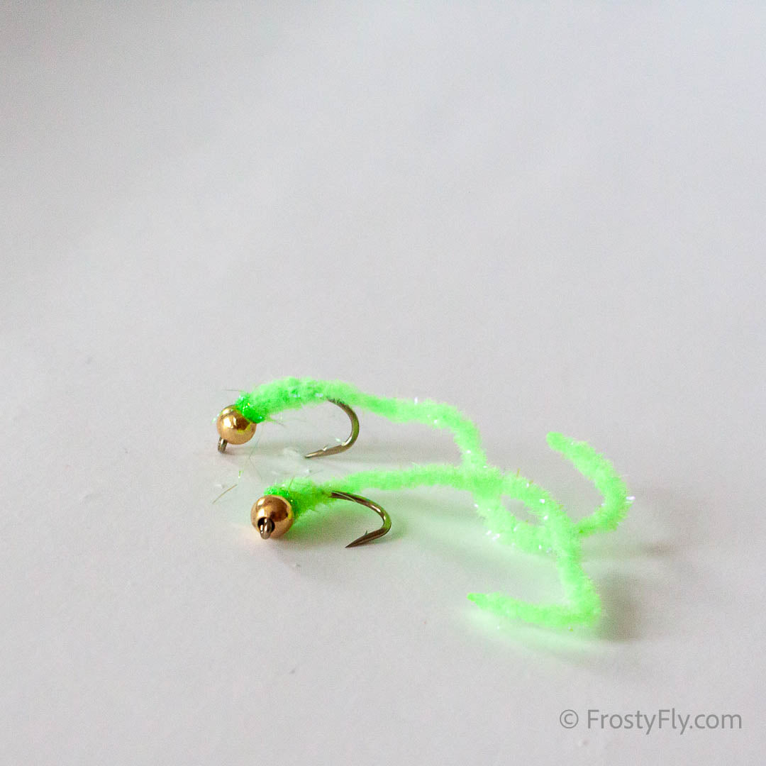 Wormstasy Tungsten Longtail Worm Fly - Chartreuse