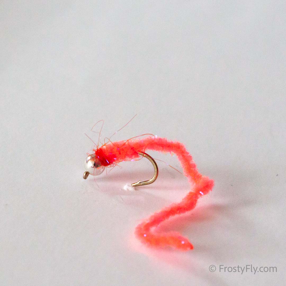 Wormstasy Tungsten Longtail Worm Fly - Fluo Red