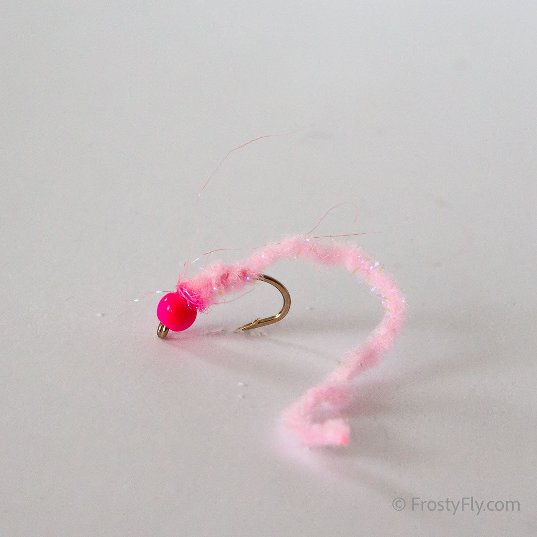 Wormstasy Tungsten Longtail Worm Fly - Marshmallow